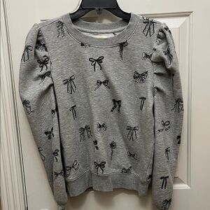 Marce Gray Sweatshirt with Black Bows embroidered size LG